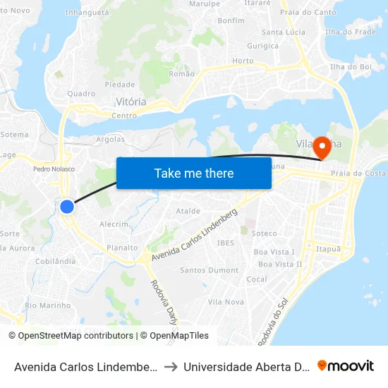 Avenida Carlos Lindemberg, 6860 to Universidade Aberta Do Brasil map
