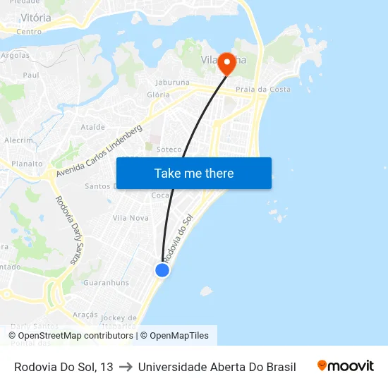 Rodovia Do Sol, 13 to Universidade Aberta Do Brasil map