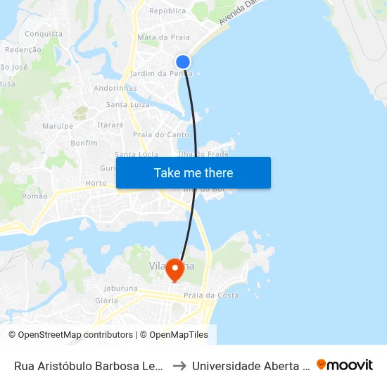 Rua Aristóbulo Barbosa Leão, 632-666 to Universidade Aberta Do Brasil map