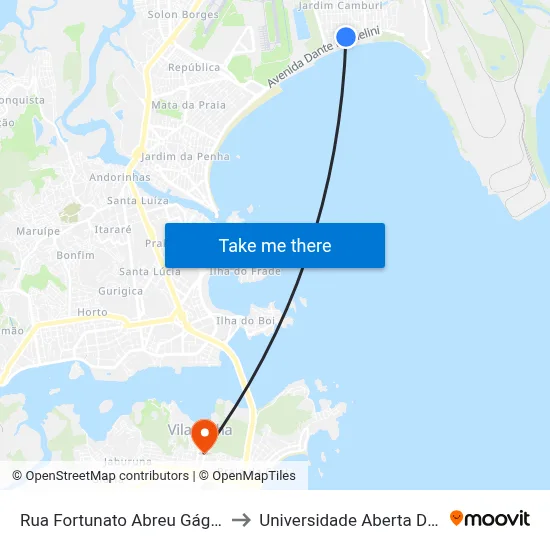 Rua Fortunato Abreu Gágno, 1-27 to Universidade Aberta Do Brasil map