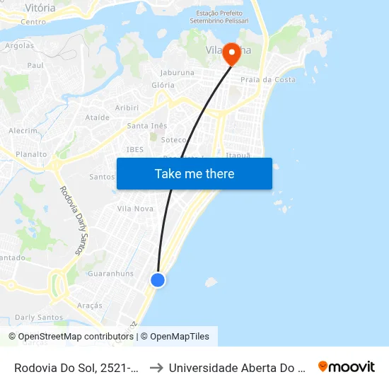 Rodovia Do Sol, 2521-2759 to Universidade Aberta Do Brasil map