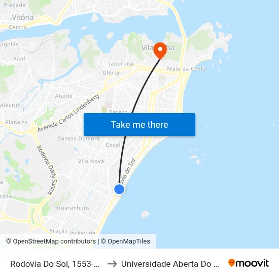 Rodovia Do Sol, 1553-1793 to Universidade Aberta Do Brasil map