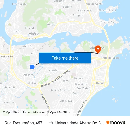 Rua Três Irmãos, 457-515 to Universidade Aberta Do Brasil map