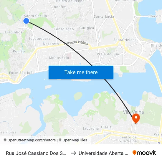 Rua José Cassiano Dos Santos, 215 to Universidade Aberta Do Brasil map