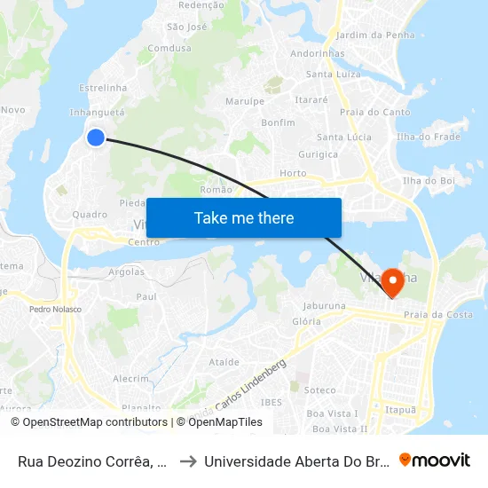 Rua Deozino Corrêa, 337 to Universidade Aberta Do Brasil map