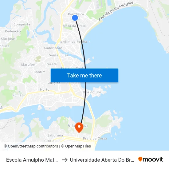 Escola Arnulpho Mattos to Universidade Aberta Do Brasil map