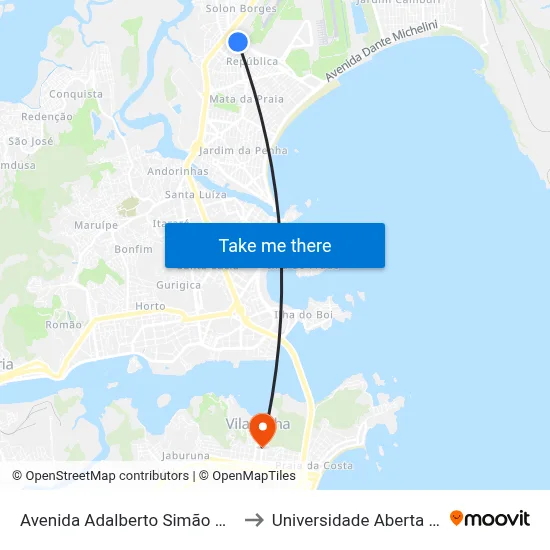Avenida Adalberto Simão Nader, 1581 to Universidade Aberta Do Brasil map
