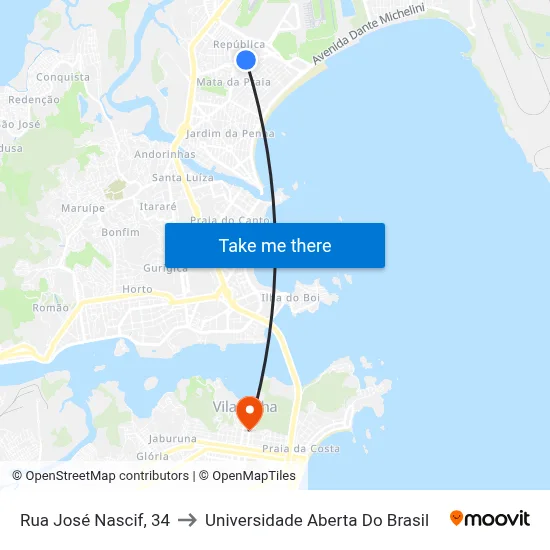 Rua José Nascif, 34 to Universidade Aberta Do Brasil map