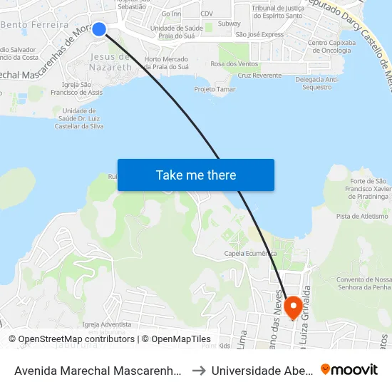 Avenida Marechal Mascarenhas De Moraes, 2706 to Universidade Aberta Do Brasil map