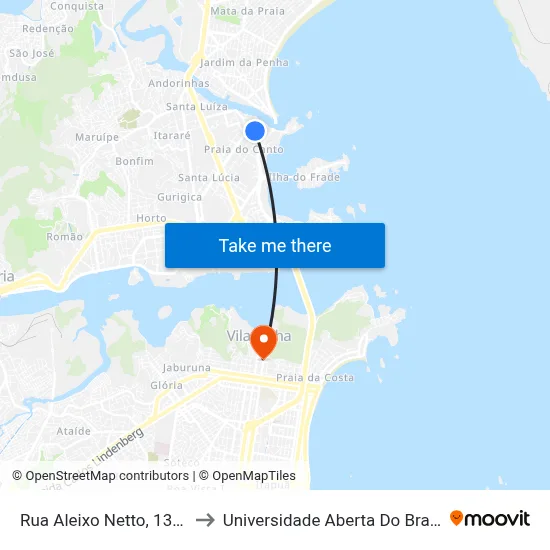 Rua Aleixo Netto, 1385 to Universidade Aberta Do Brasil map
