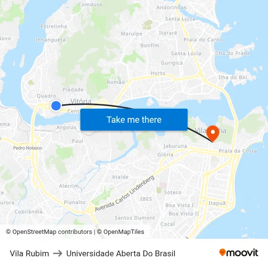 Vila Rubim to Universidade Aberta Do Brasil map