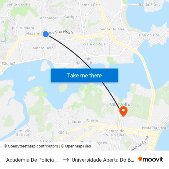 Academia De Policia Civil to Universidade Aberta Do Brasil map