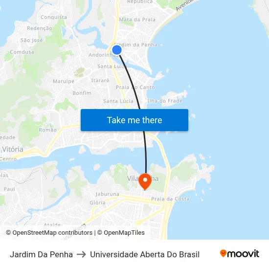 Jardim Da Penha to Universidade Aberta Do Brasil map