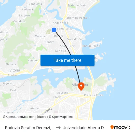 Rodovia Serafim Derenzi, 11203 to Universidade Aberta Do Brasil map