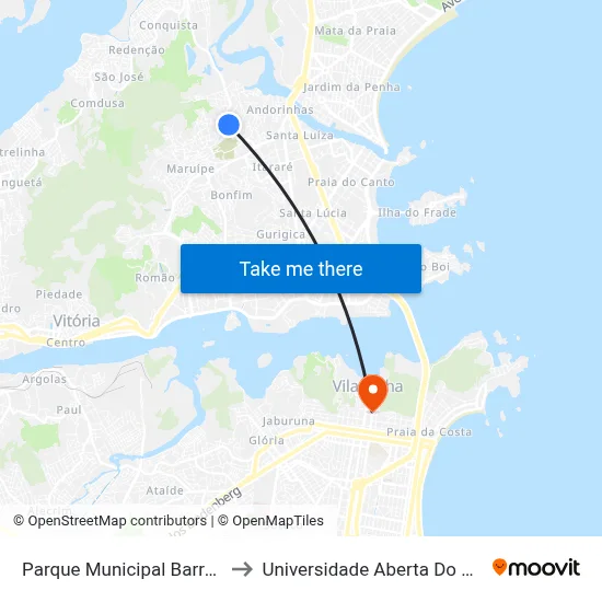 Parque Municipal Barreiros to Universidade Aberta Do Brasil map