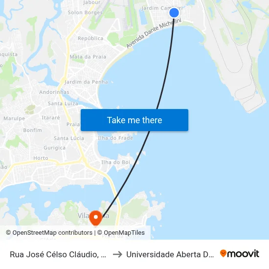 Rua José Célso Cláudio, 335-391 to Universidade Aberta Do Brasil map