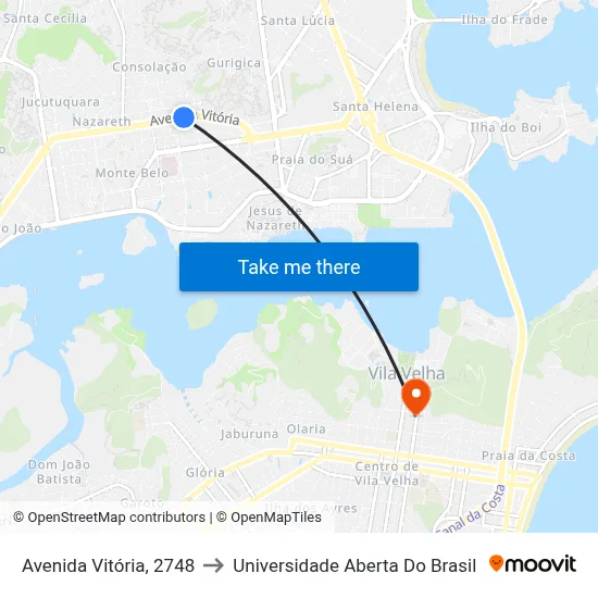 Avenida Vitória, 2748 to Universidade Aberta Do Brasil map