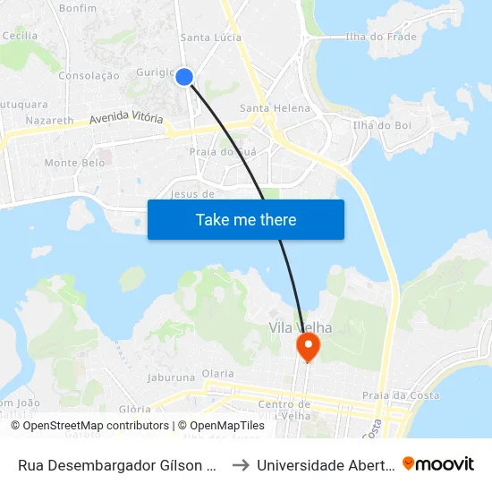 Rua Desembargador Gílson Mendonça, 1280 to Universidade Aberta Do Brasil map