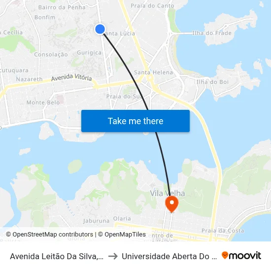 Avenida Leitão Da Silva, 1381 to Universidade Aberta Do Brasil map