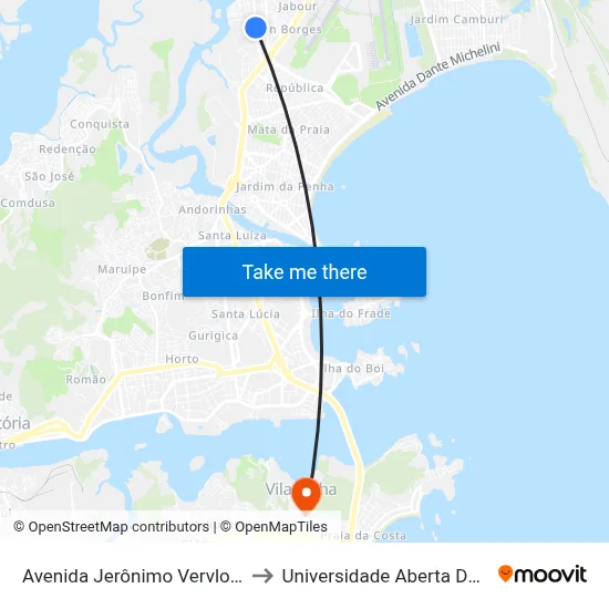 Avenida Jerônimo Vervloet, 500 to Universidade Aberta Do Brasil map