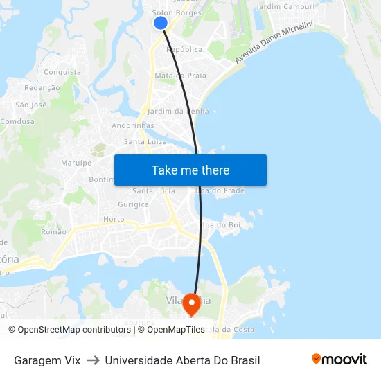 Garagem Vix to Universidade Aberta Do Brasil map
