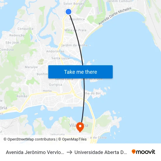 Avenida Jerônimo Vervloet, 170 to Universidade Aberta Do Brasil map