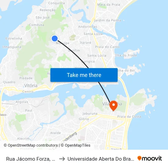 Rua Jácomo Forza, 55 to Universidade Aberta Do Brasil map