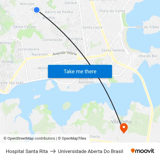 Hospital Santa Rita to Universidade Aberta Do Brasil map