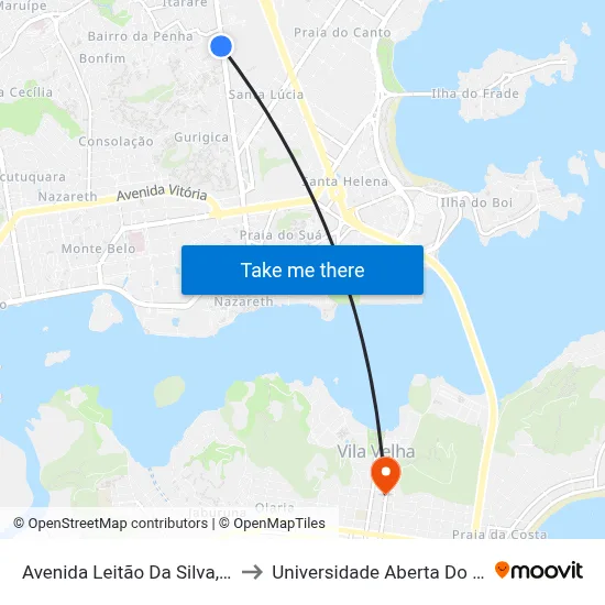 Avenida Leitão Da Silva, 1685 to Universidade Aberta Do Brasil map