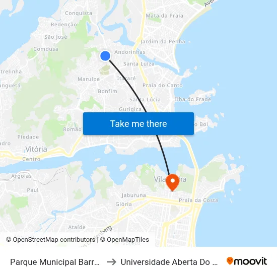 Parque Municipal Barreiros to Universidade Aberta Do Brasil map