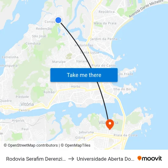 Rodovia Serafim Derenzi, 2534 to Universidade Aberta Do Brasil map