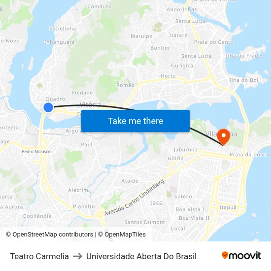 Teatro Carmelia to Universidade Aberta Do Brasil map