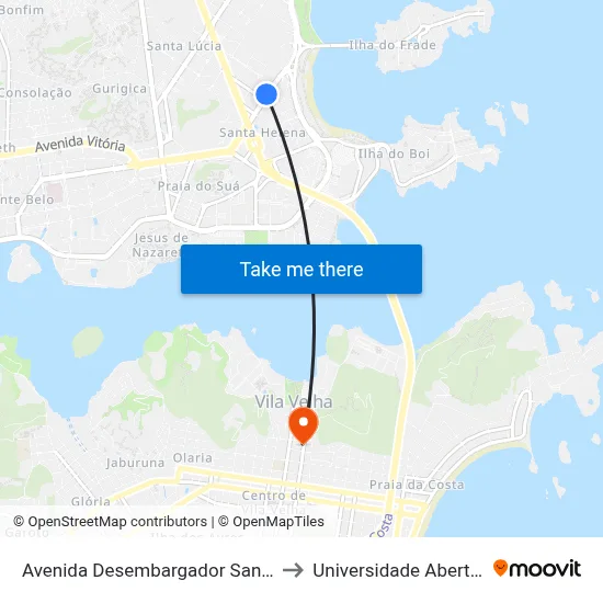 Avenida Desembargador Santos Neves, 551 to Universidade Aberta Do Brasil map