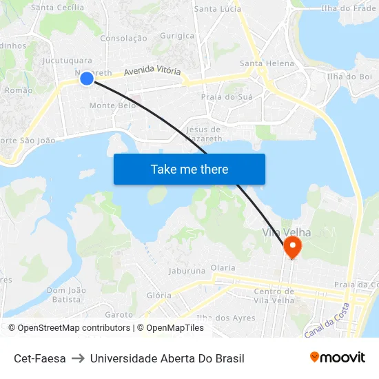 Cet-Faesa to Universidade Aberta Do Brasil map