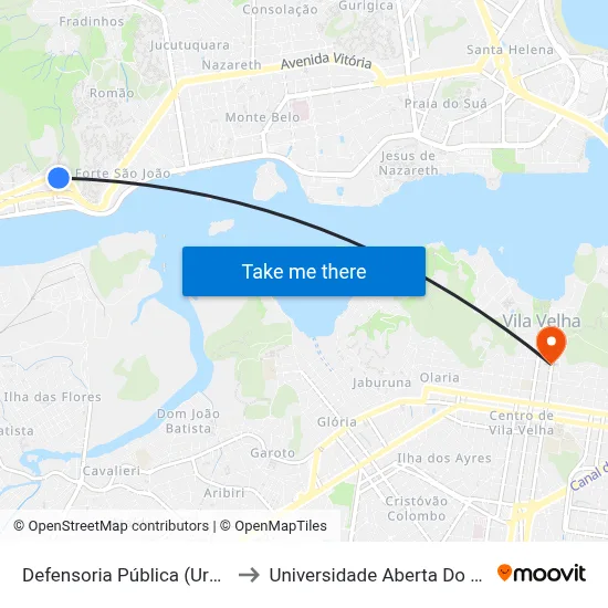 Defensoria Pública (Urbano) to Universidade Aberta Do Brasil map