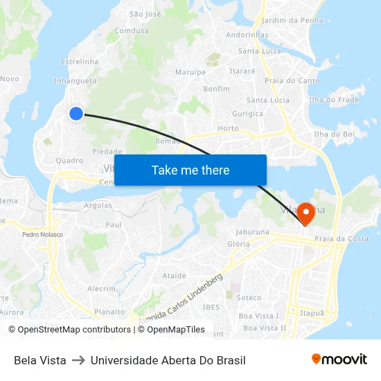 Bela Vista to Universidade Aberta Do Brasil map