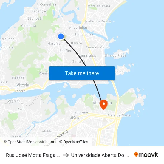 Rua José Motta Fraga, 172 to Universidade Aberta Do Brasil map