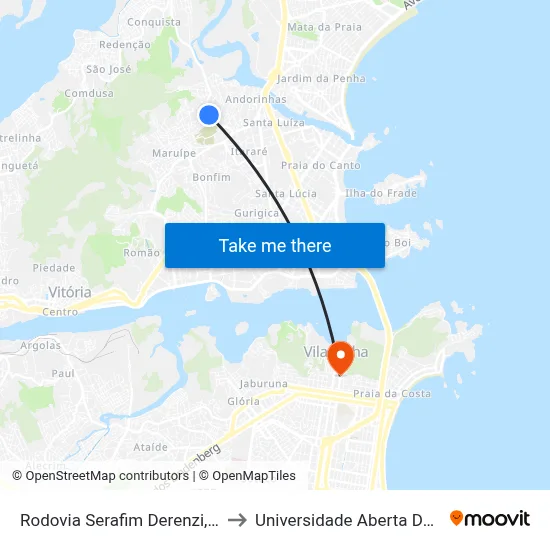 Rodovia Serafim Derenzi, 10630 to Universidade Aberta Do Brasil map