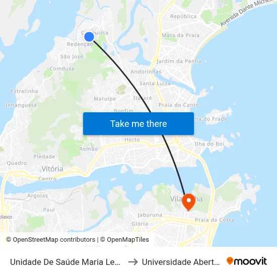 Unidade De Saúde Maria Leda Dos Santos to Universidade Aberta Do Brasil map