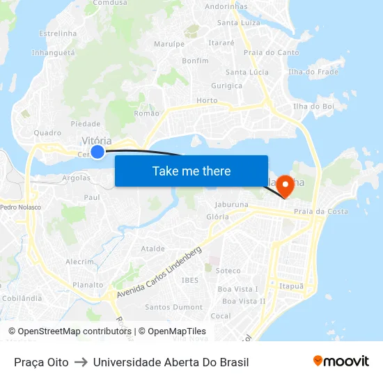 Praça Oito to Universidade Aberta Do Brasil map