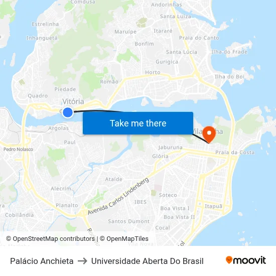 Palácio Anchieta to Universidade Aberta Do Brasil map