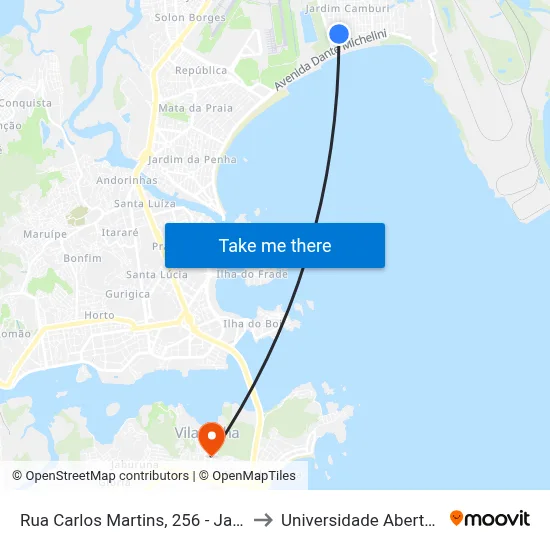 Rua Carlos Martins, 256 - Jardim Camburi to Universidade Aberta Do Brasil map