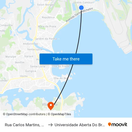 Rua Carlos Martins, 357 to Universidade Aberta Do Brasil map