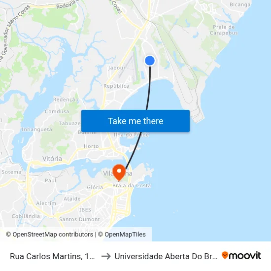 Rua Carlos Martins, 1440 to Universidade Aberta Do Brasil map