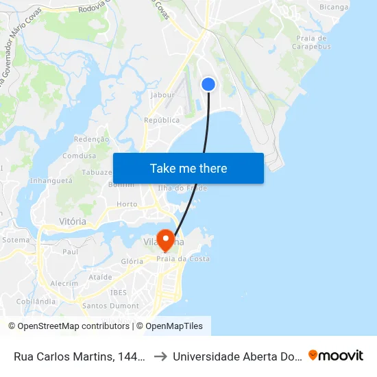 Rua Carlos Martins, 1449-1509 to Universidade Aberta Do Brasil map