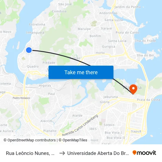 Rua Leôncio Nunes, 124 to Universidade Aberta Do Brasil map