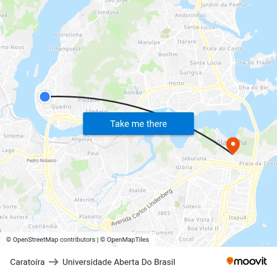 Caratoíra to Universidade Aberta Do Brasil map
