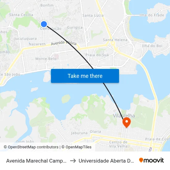 Avenida Marechal Campos, 622 to Universidade Aberta Do Brasil map