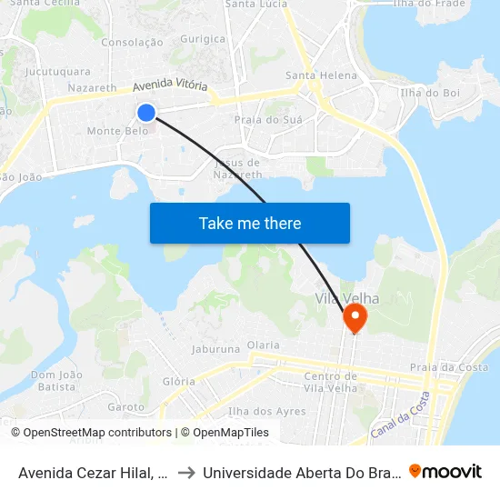Avenida Cezar Hilal, 65 to Universidade Aberta Do Brasil map