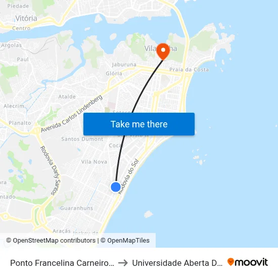 Ponto Francelina Carneiro Setúbal to Universidade Aberta Do Brasil map